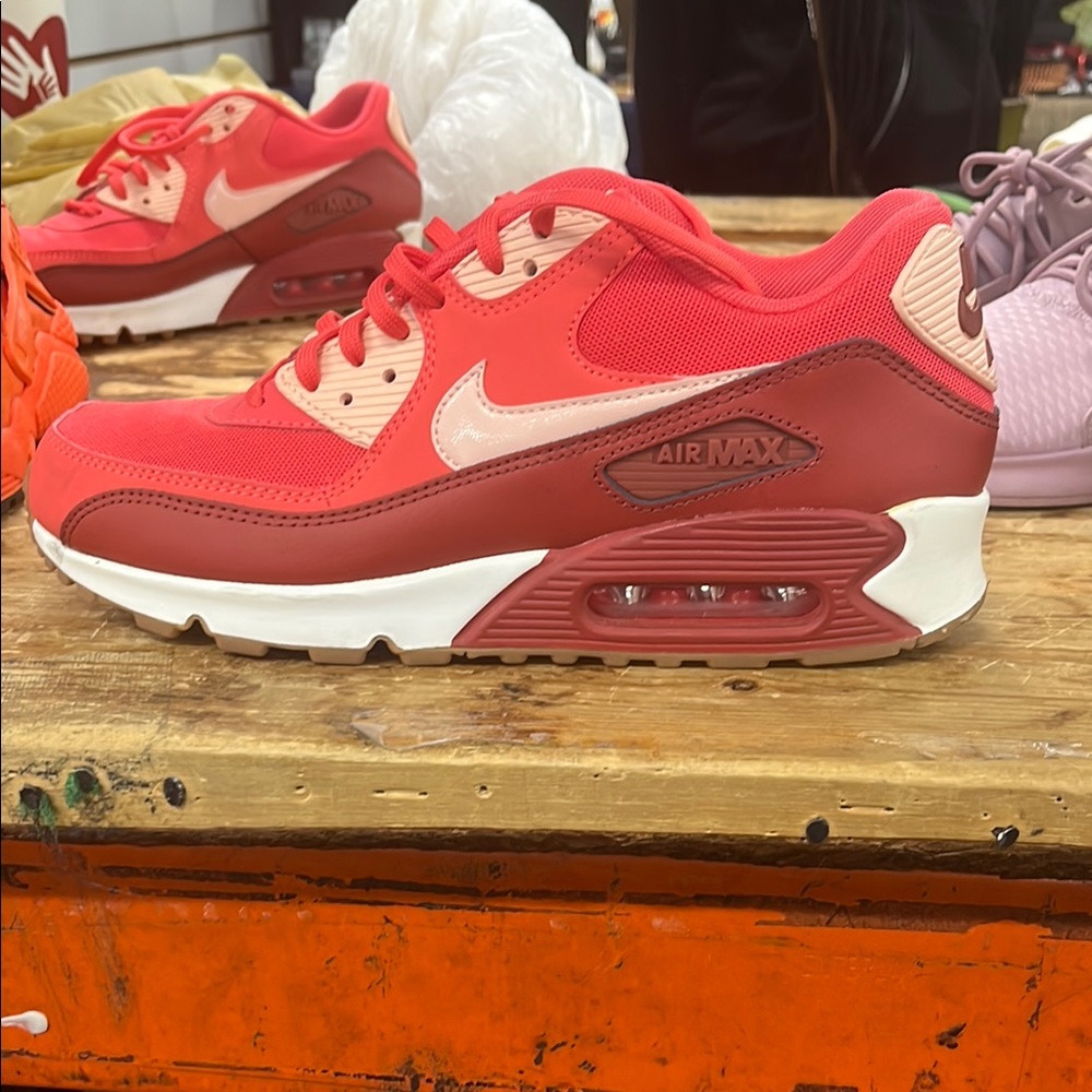 Nike Red and Pink Sneakers with Air Max Design